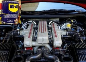 clean engine bay with wd40