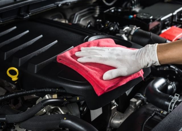 clean engine bay with wd40