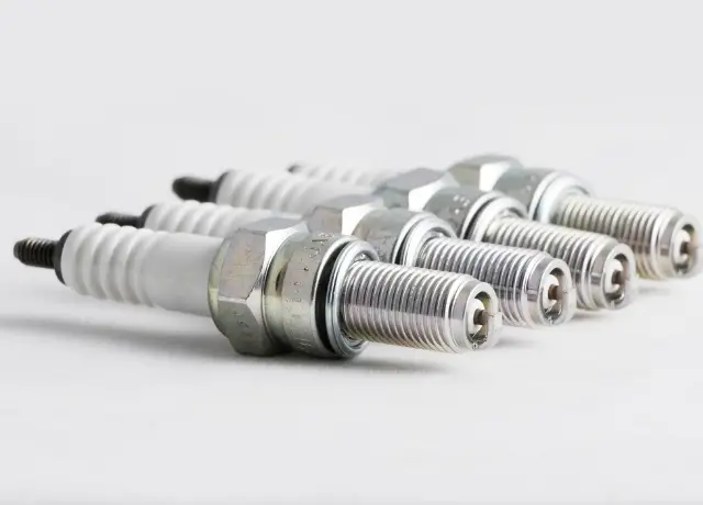 spark plugs in a V8 engine